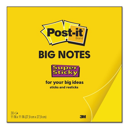 Post-It Big Notes, 11 x 11, Yellow, 30 Sheets BN11